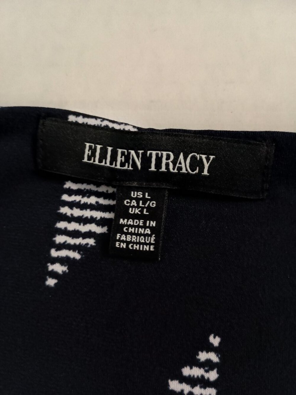 Ellen Tracy Navy White Sleeveless Spliced V-Neck Dress NWT Large - Picture 5 of 16